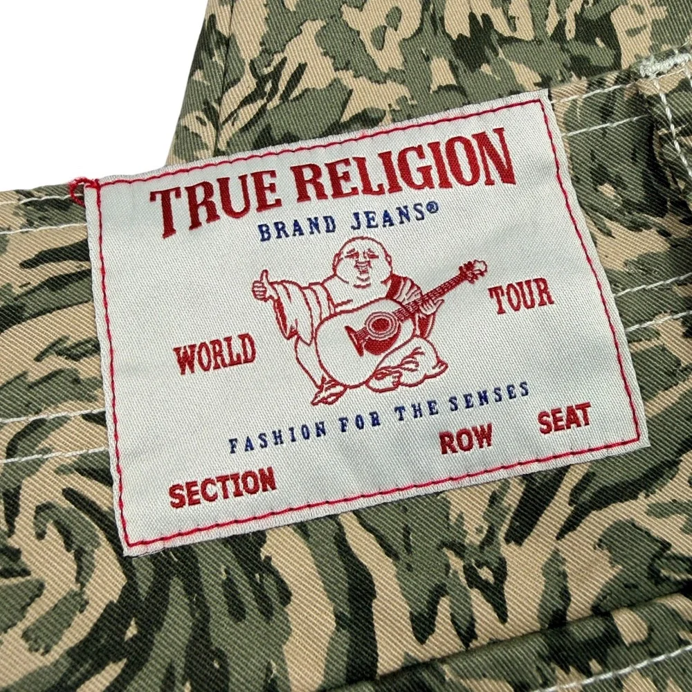 True Religion Mens Abstract Camo Cargo Pants 30x32 NWT Green Swirl 701122‎